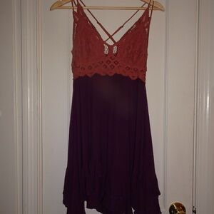 Free People Rust Lace and Purple Dress